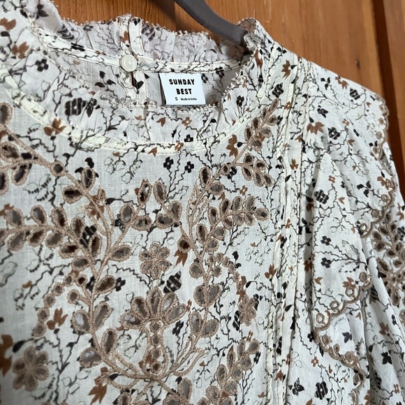Sunday Best Floral Mini Dress - Cream and Brown - Picture 9 of 9